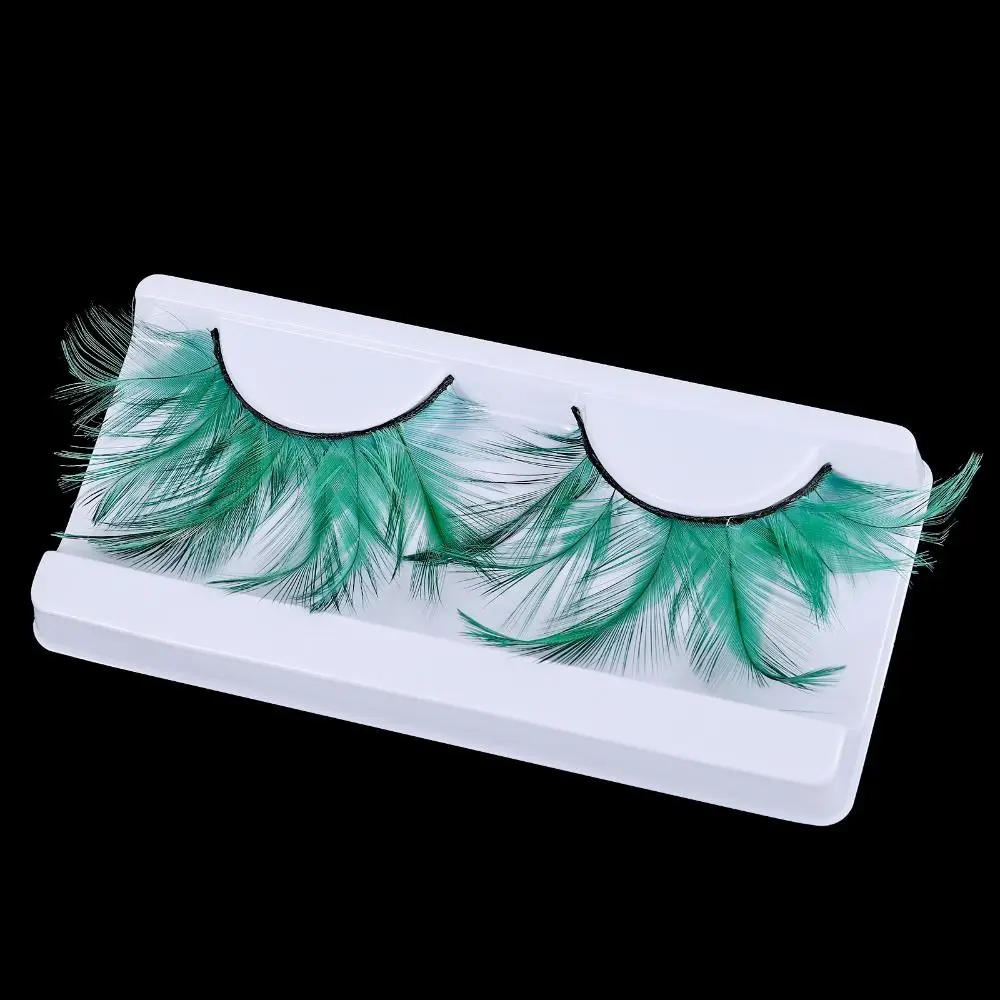 Halloween Costume Eyelash Extension Feather Eyelashes Feather False Lashes Green Extra Long Masquerade