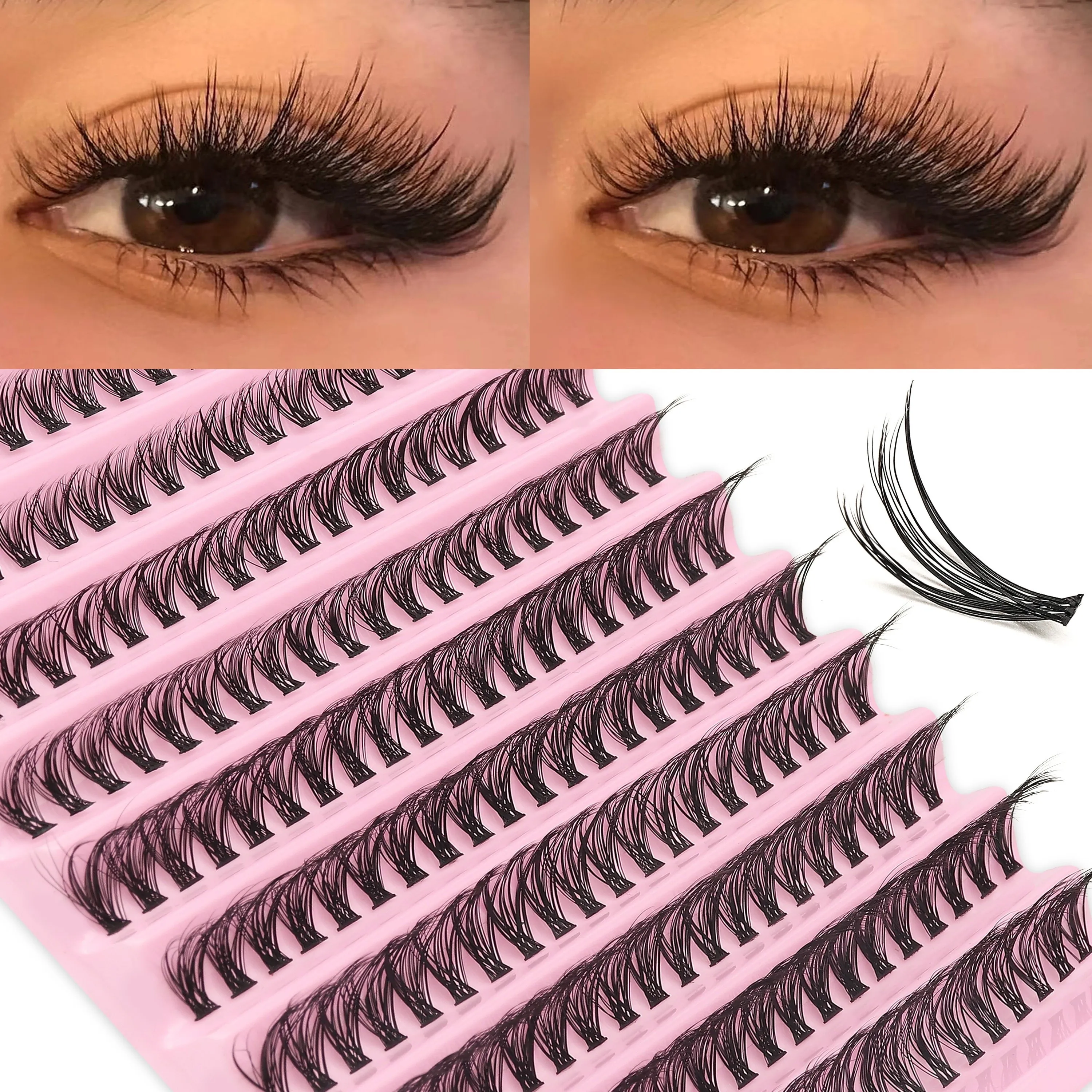 200 ชิ้นผสม 30D ขนตาปลอมชุด-หนาและปุย Cluster Lashes สําหรับผู้เริ่มต้น, reusable Diy Lash Extension ชุด