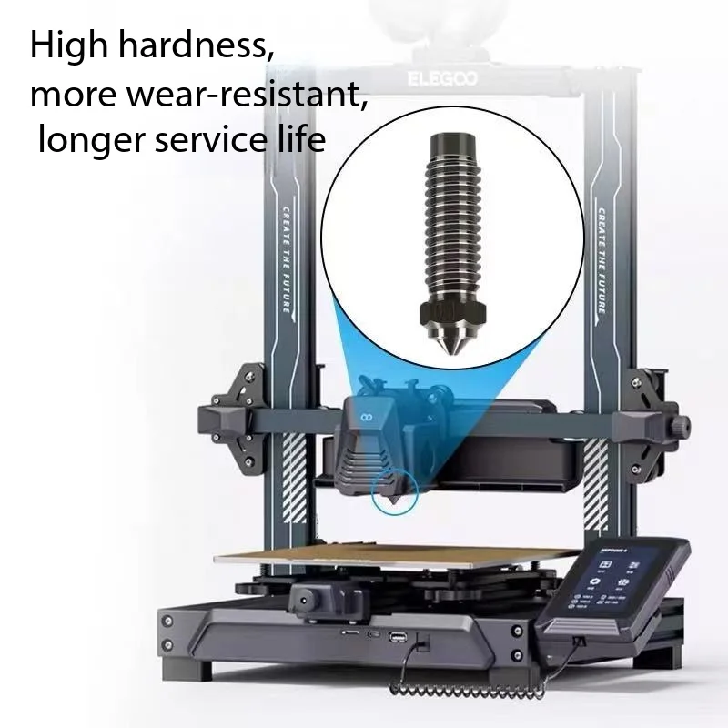 ELEGOO Neptune 4 Plus 4 Max Nozzle Brass Hardened Steel High Temp Wear Resistant 3D Printer Extruder Replacement Print Head