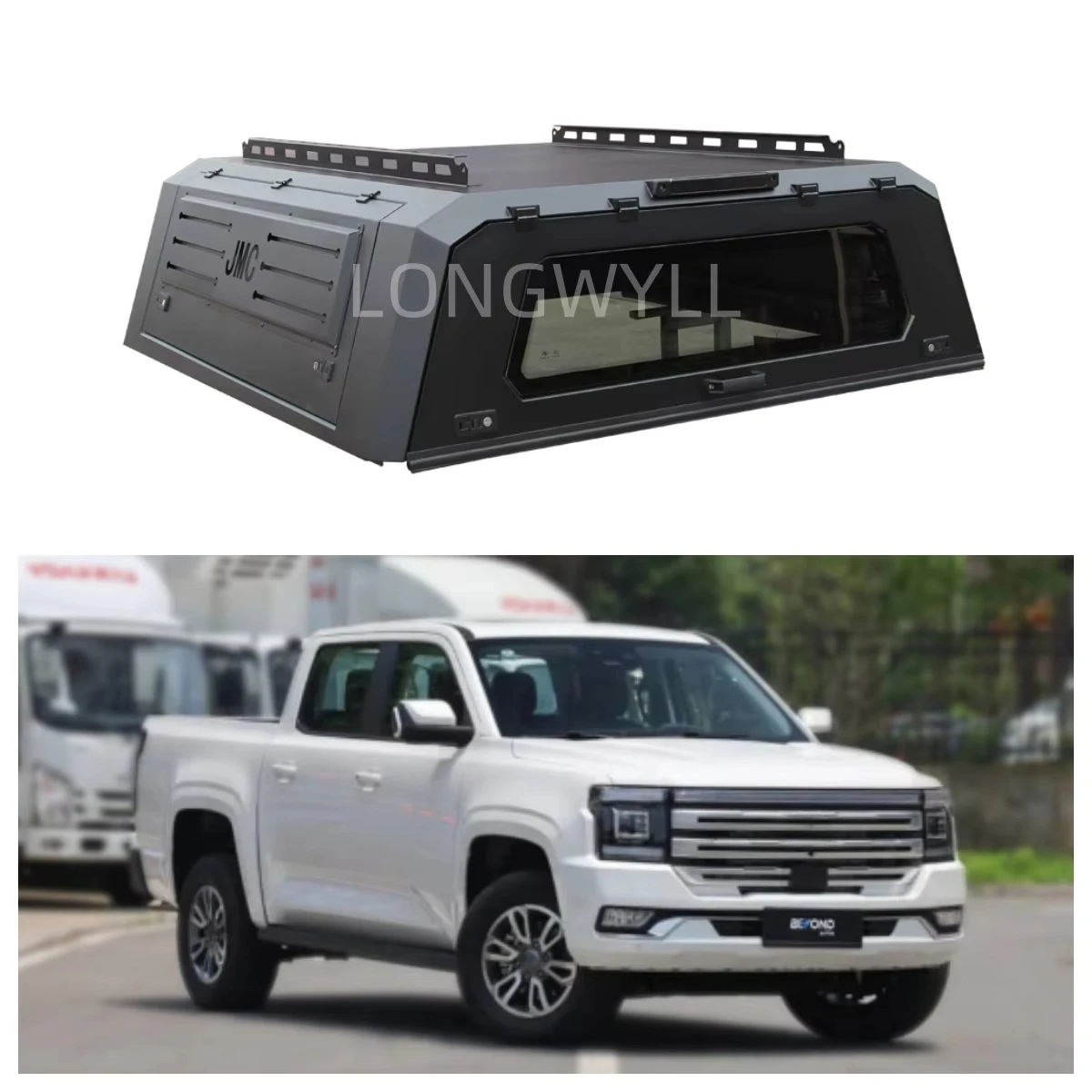 

DADAO Heavy-Duty Aluminum Alloy Pickup Truck Canopy Waterproof Anti-Rust SmartCap Topper RAM Truck Bed Camper Tailbox