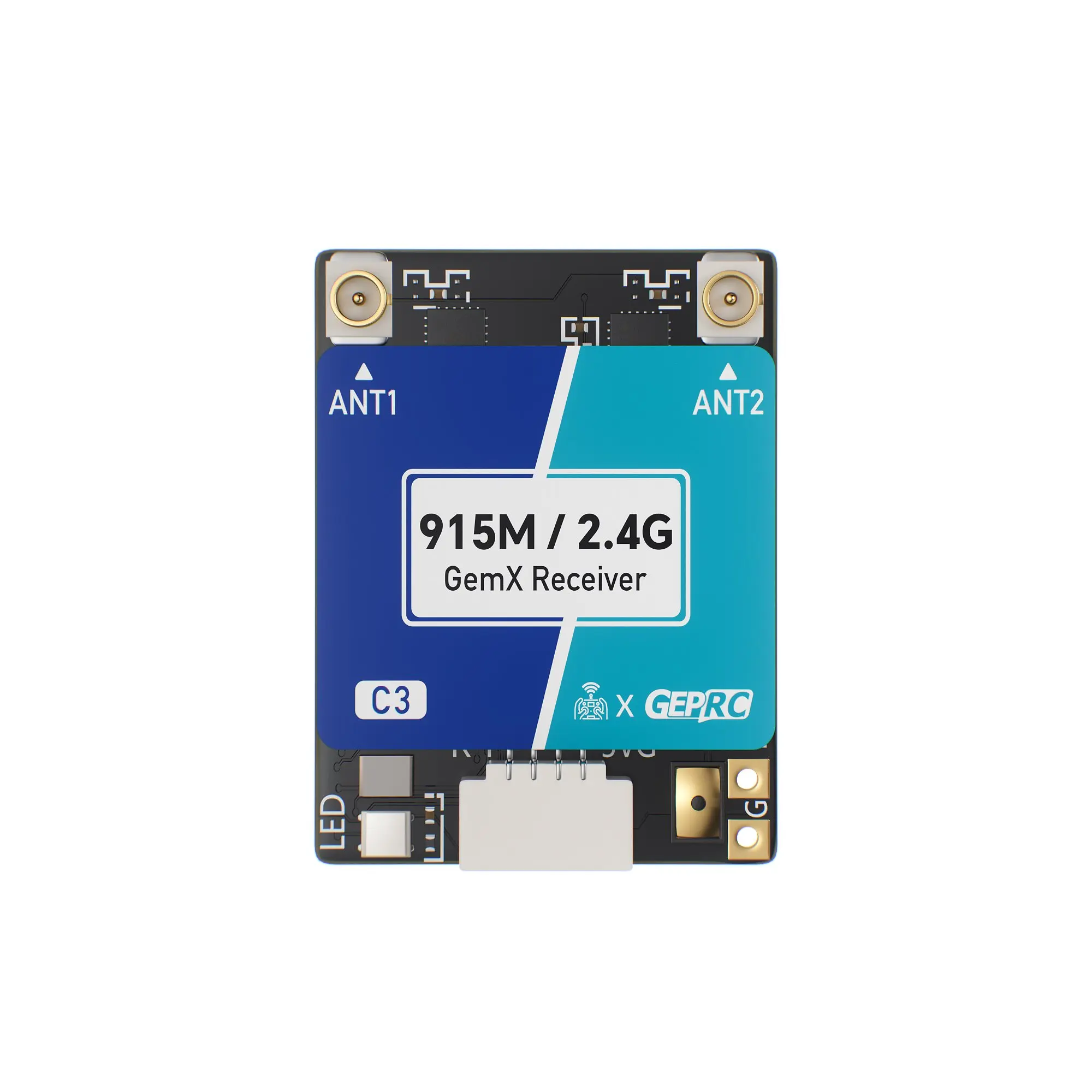 Odbiornik GEPRC ELRS 915M/2.4G C3 Gemini Xrossband, układ LR1121, częstotliwość odświeżania 1000Hz, TCXO, dwupasmowy, do drona FPV