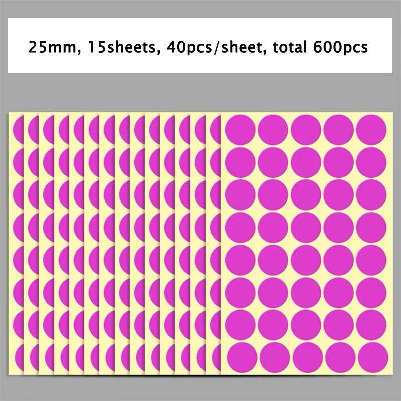 25mm mehrfarbige Code-Etiketten runde Punkt aufkleber für Kunst handwerk, die Notizen machen, spielen Spiele Kreis entfernbarer Etiketten aufkleber 600 Stück