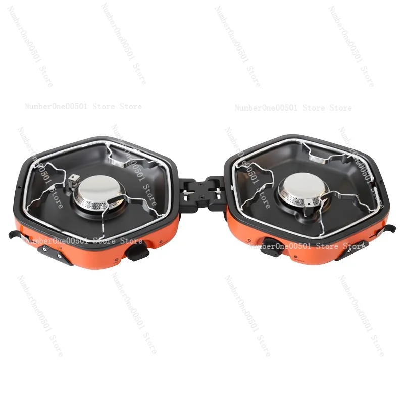 Outdoor Portable Double Burner Gas Stove Foldable Camping Cooker for Picnics BBQ Home Use Compact Butane Stove