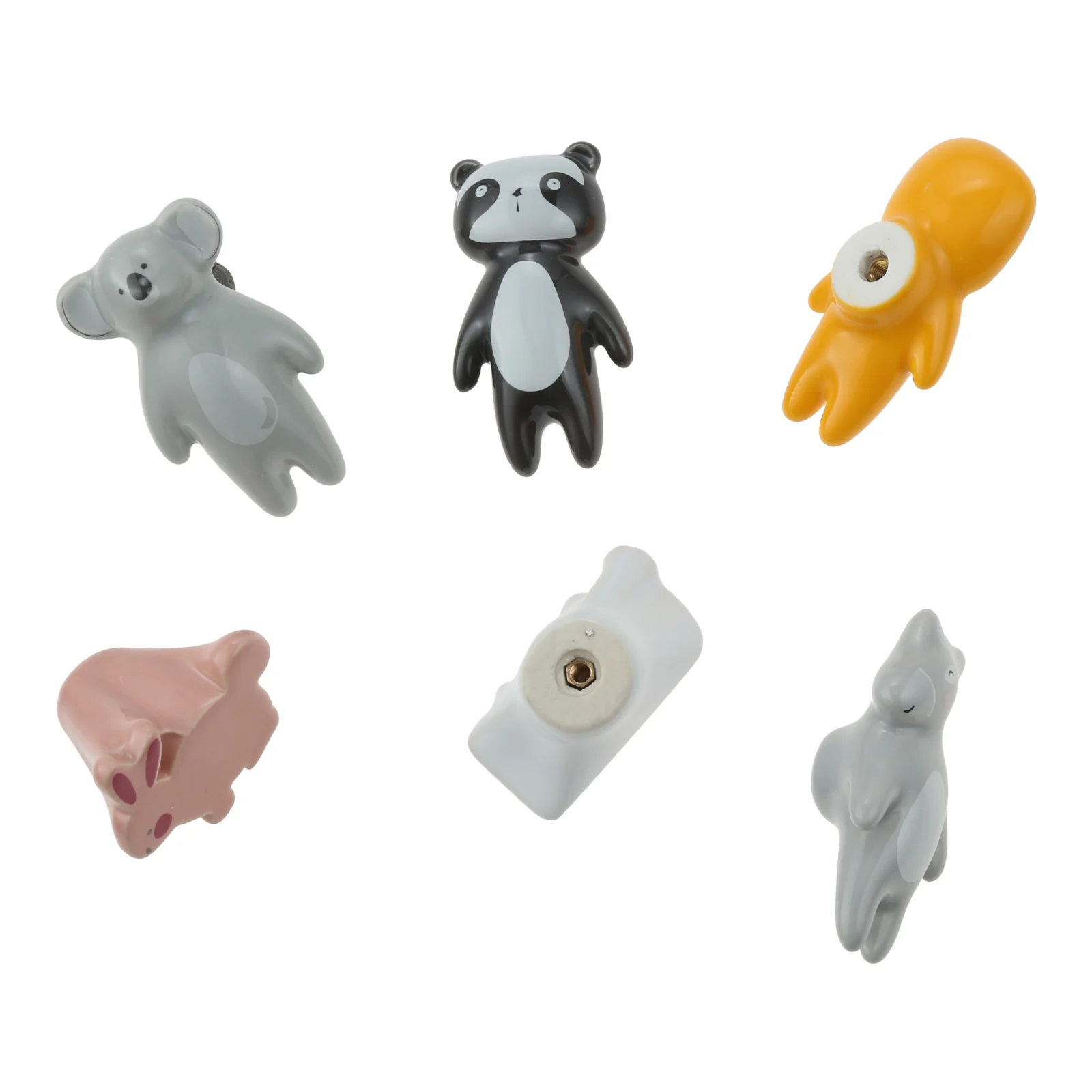 1pc Cartoon Ceramic Handle w/screw Cute Animal Panda Koala Bear Rabbit Lion Horse Bus Pull Knob Decor Kids Room Cabinet Drawer