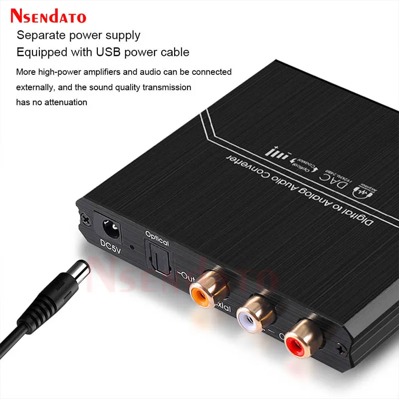 Digital DAC Audio Converter Adapter  Optical SPDIF Coaxial to Analog RCA 3.5mm Optical L/R Stereo Aux For TV PC Game Console