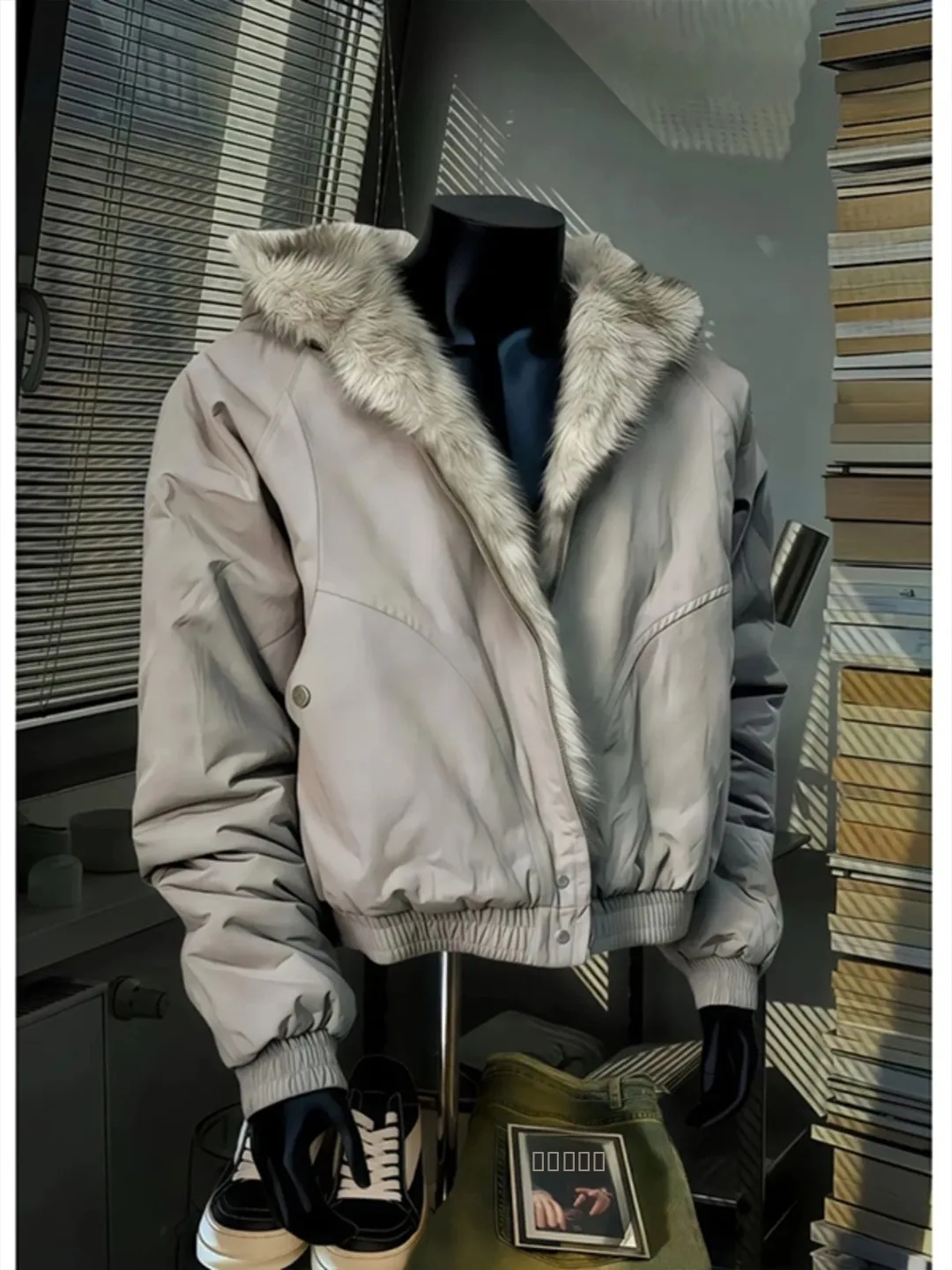 Thickened Winter Jacket Hooded Coat Fur Collar Unisex Cotton Padded Short Coat Youth Fashion Warm Casual Outerwear Coat