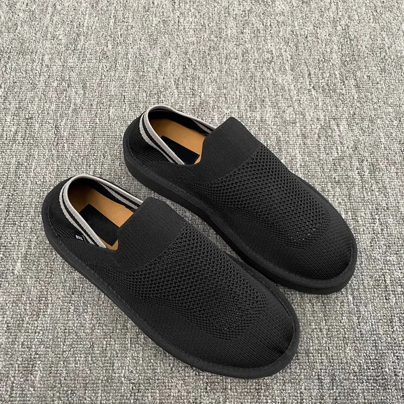 Brand Designer Homium Slippers Black Knitted Lightweight, Breathable, and Easy to Wear Summer Shoes Perforated Mesh Slippers