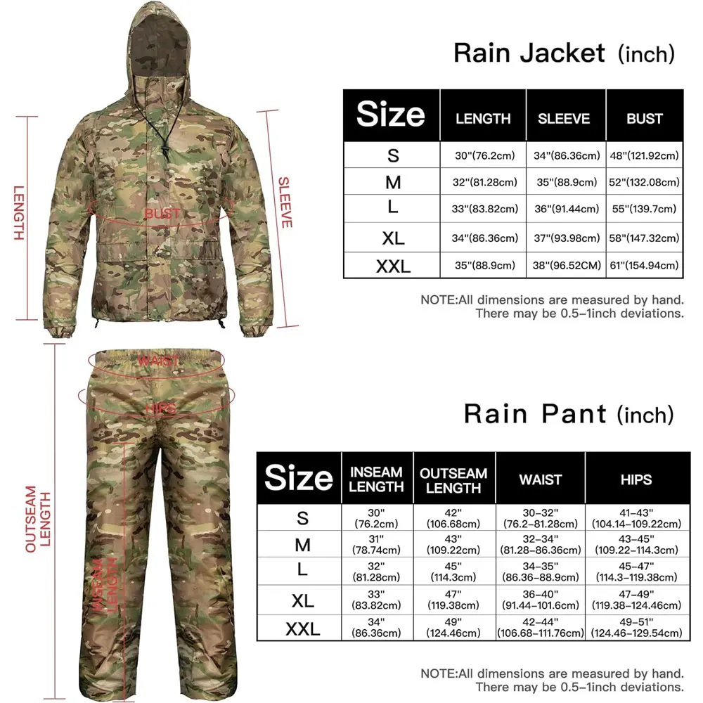 Camouflage Folding Raincoat Set Portable Travel Rain Suit Military Poncho Waterproof Goods for Fishing  Motorcycle Storm Jacket