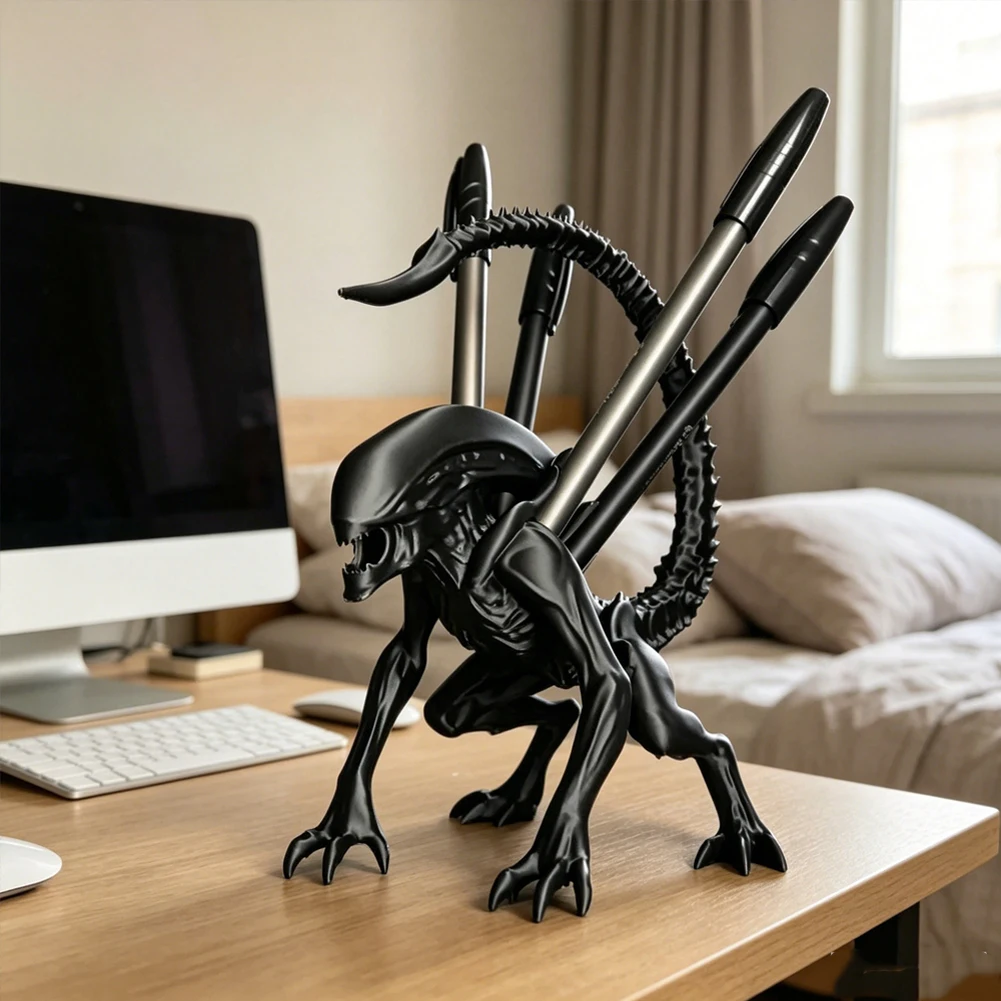 Creative Space Monster Pen Holder 3D Printed Silk Extraterrestrial Creature Desk Pencil Organizer Pot Sci-fi Gaming Office Decor