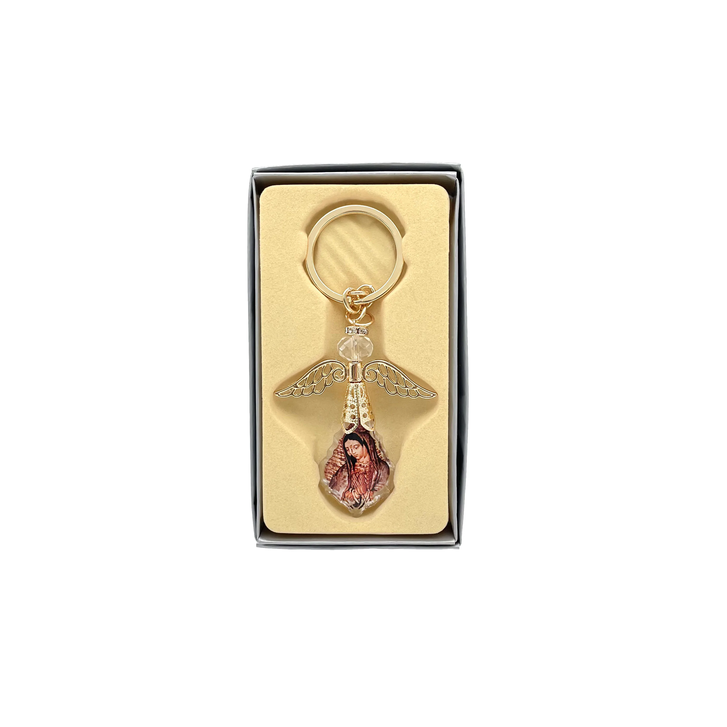

Baptism Our Lady of Guadalupe Crystal Keychain Recuerdos de Bautizo First Communion Wedding Shower Birthday Party Favor