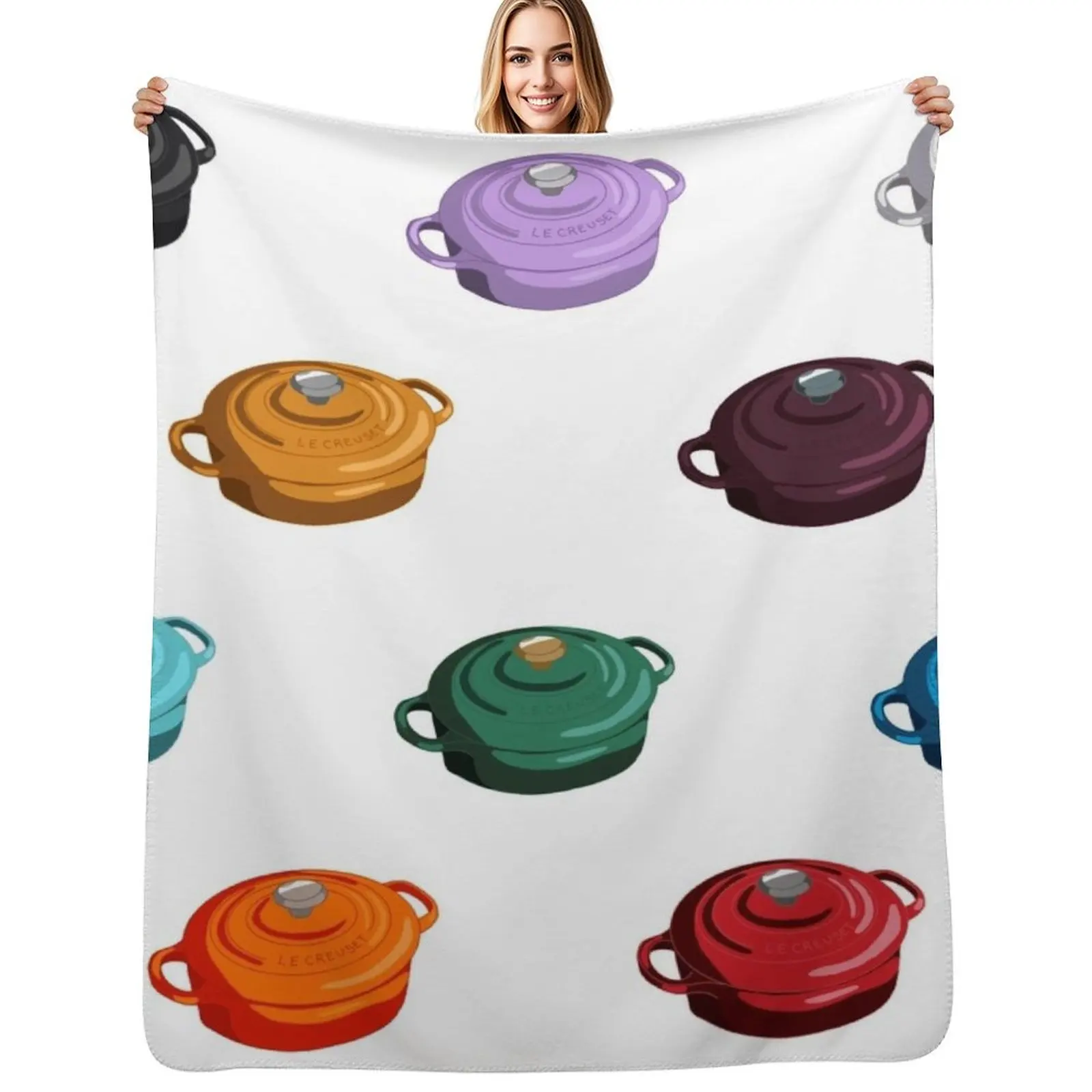 

le creuset mini sticker pack Throw Blanket funny gift Flannels Bed Fashionable Soft Beds Blankets