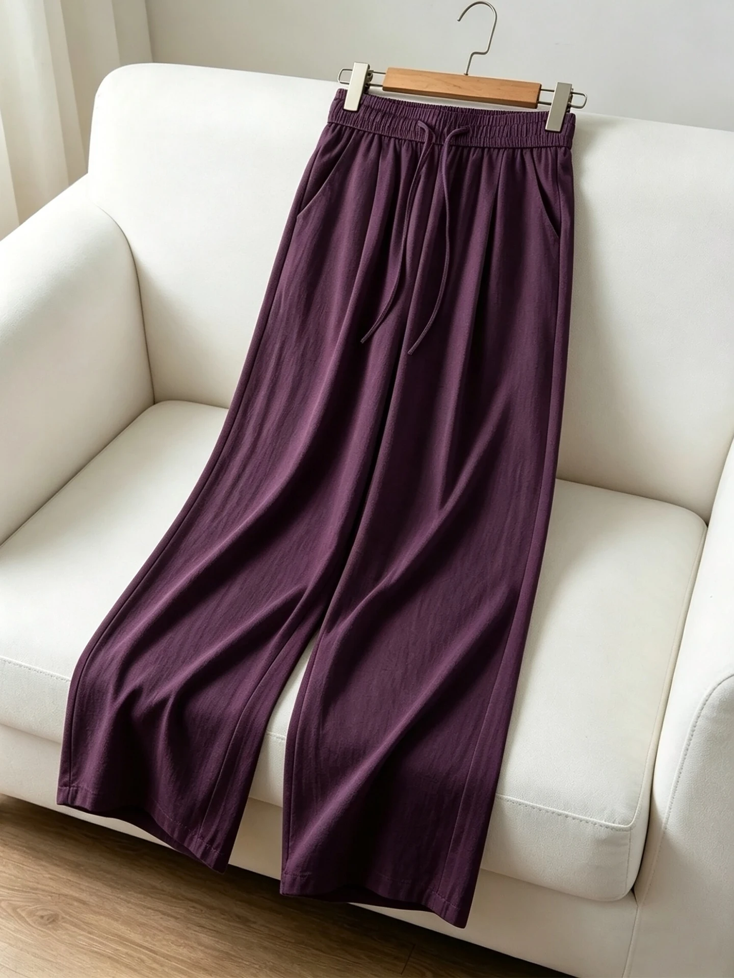 

Linen Slim Wide Leg Pants Women Summer Thin Casual Ice Silk Sun Protection Straight Leg Trousers Breathable Comfortable Loose...