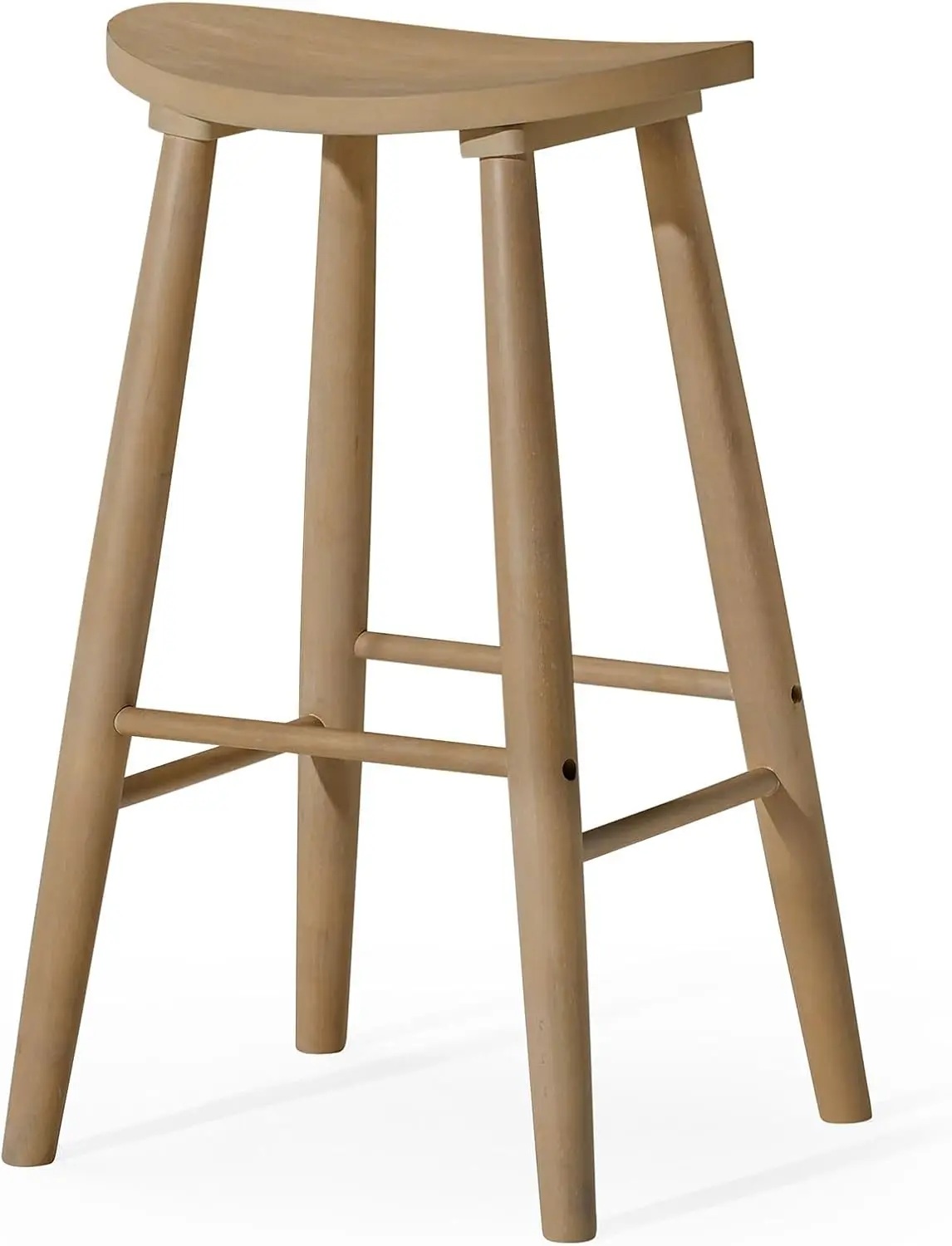 

31 H Tall Bar Height Backl Modern Dining Barstool In Rustic Light Oak Wood Finish With Narrow Seat