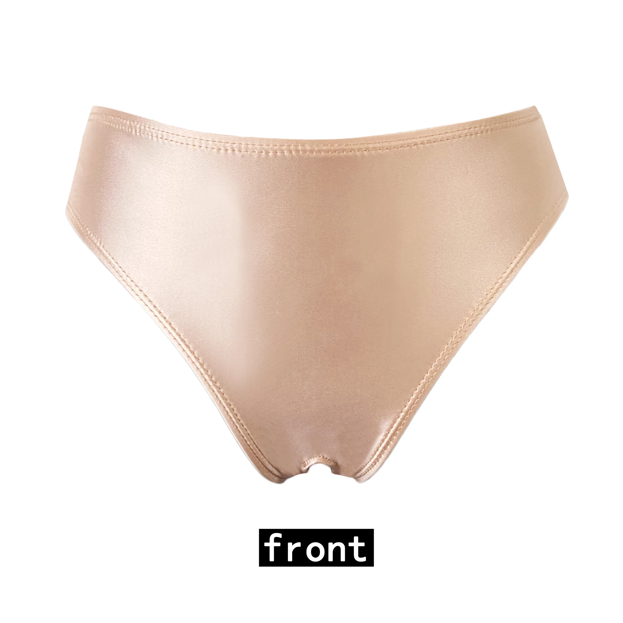 Masked staffs glossy briefs pants with buttocks sexy Silky solid bikini Open crotch tights underpants  Oily briefs