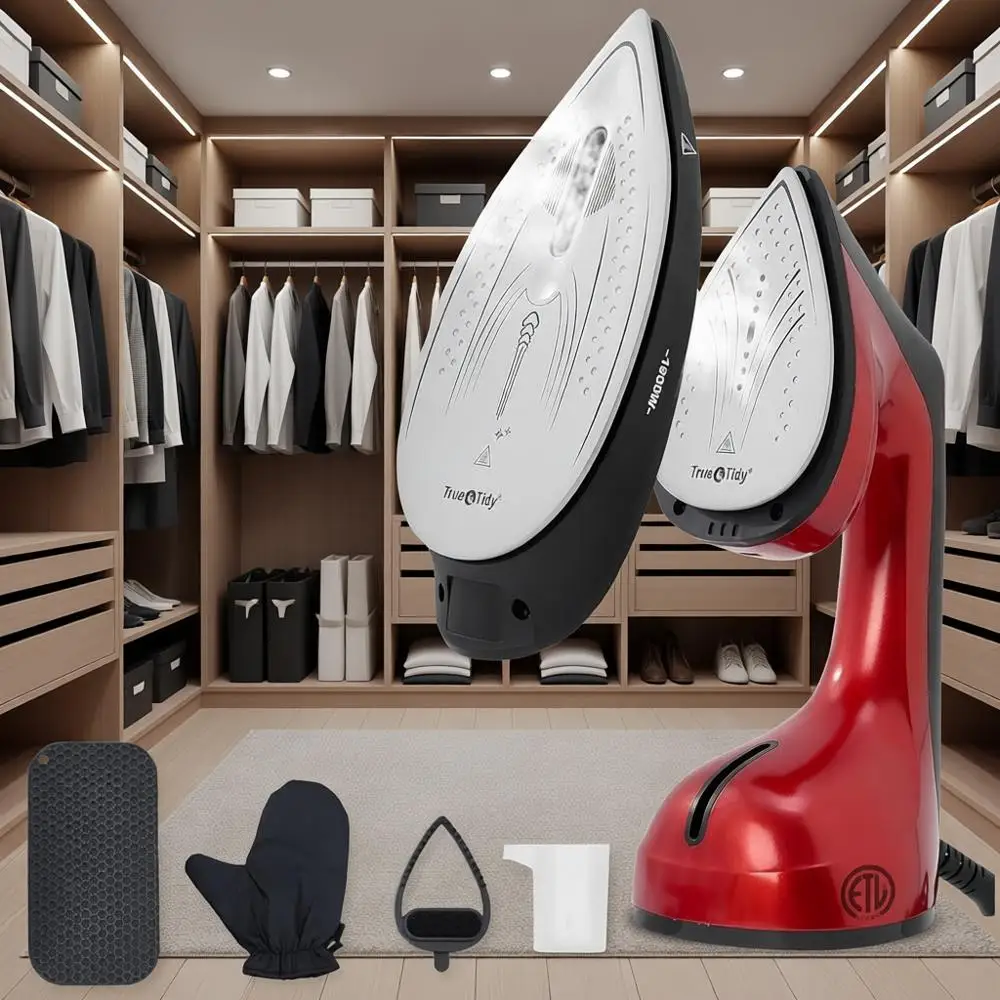 

Паровой утюг-отпариватель 2-в-1, 1600 Вт, турбо-пар, большая керамическая пластина, интеллектуальный контроль температуры, 3 режима пара, портативный, с ручкой