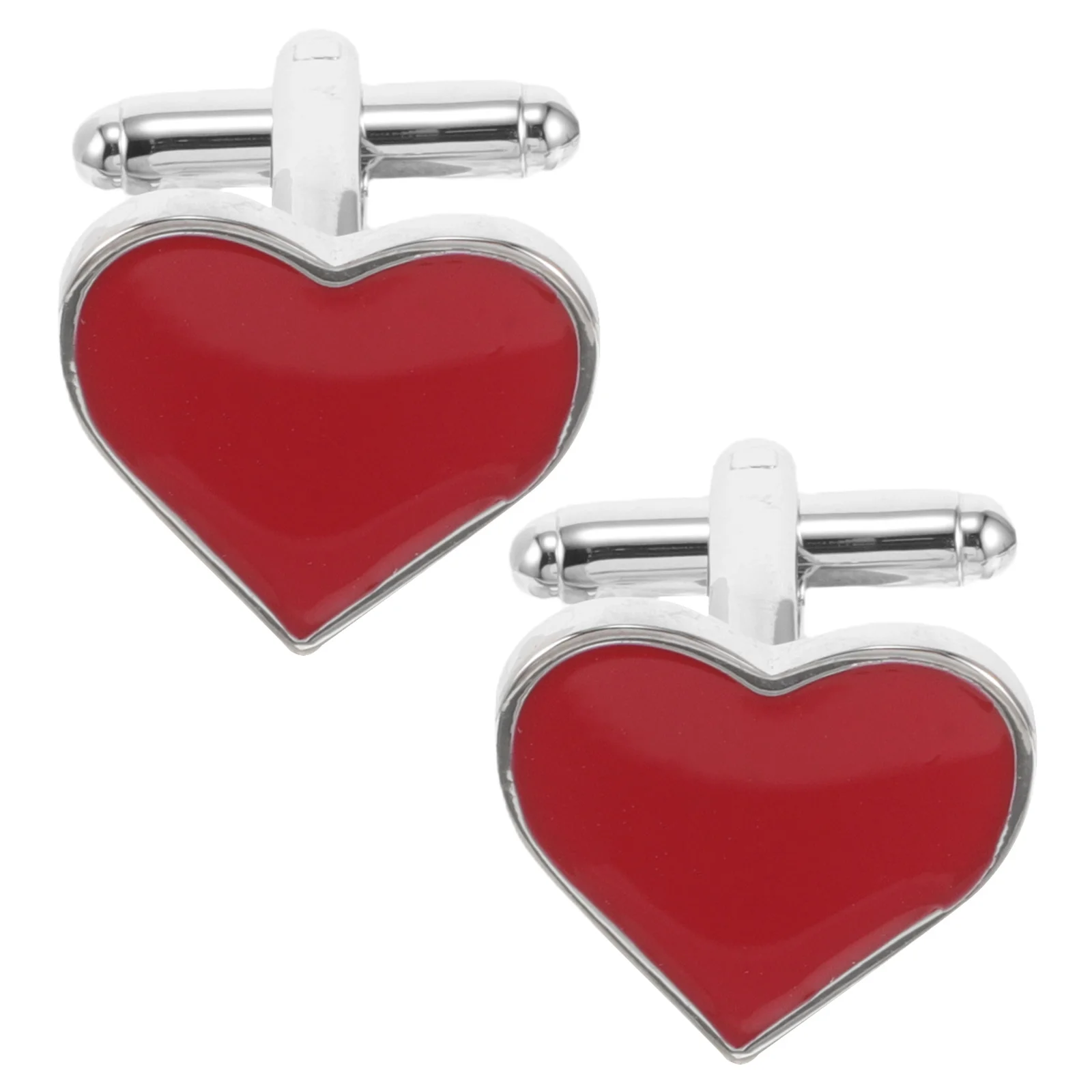

1Pair Heart-Shaped Cufflinks Glossy Red Finish Comfortable Glue Technology Cufflinks for Business Party Wedding Anniversary