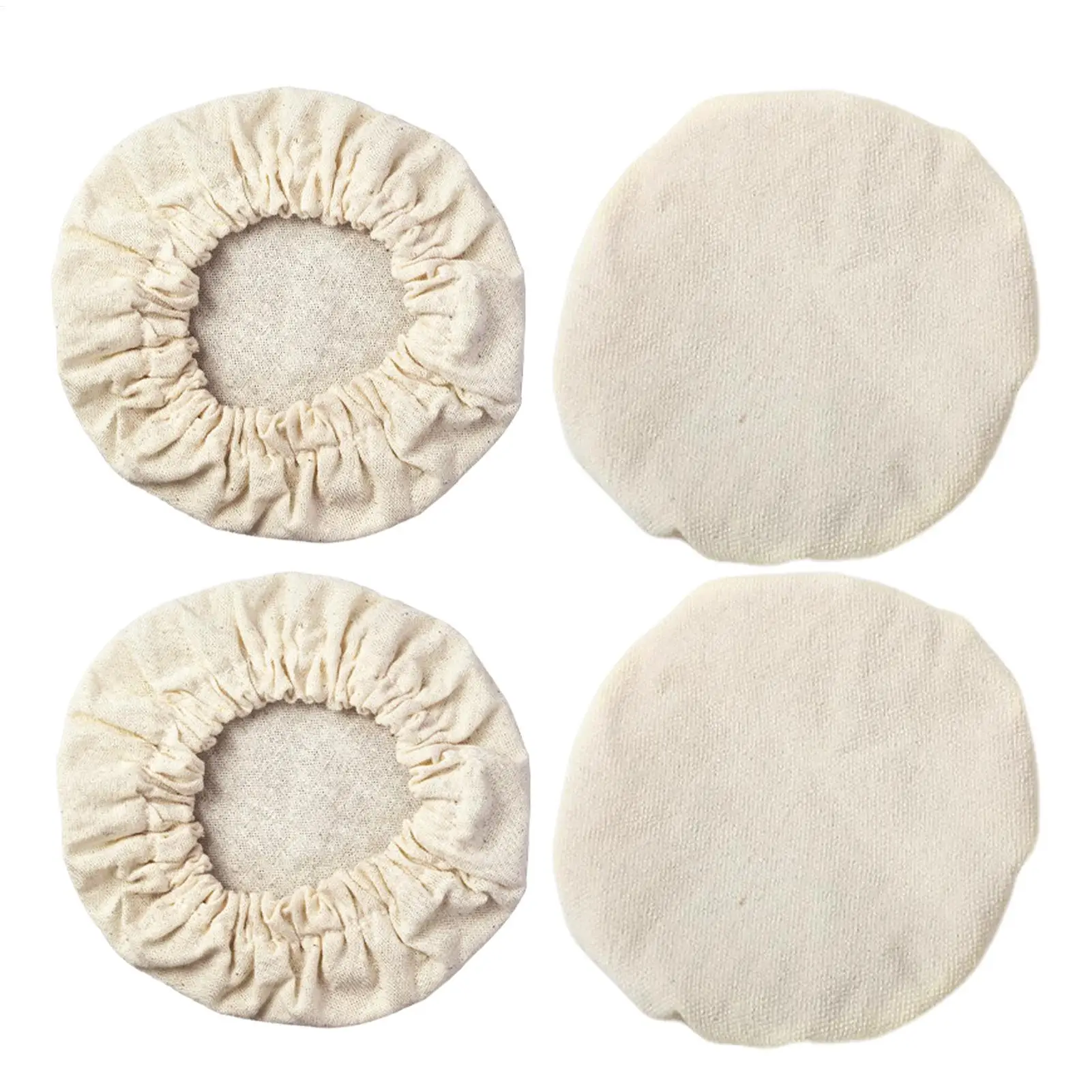 4pcs Linen Fabric Bread Dough Fermentation Cover, Elastic Fit Bowl Lid for Baking, Reusable Kitchen Baking Cloth for Home&Studio