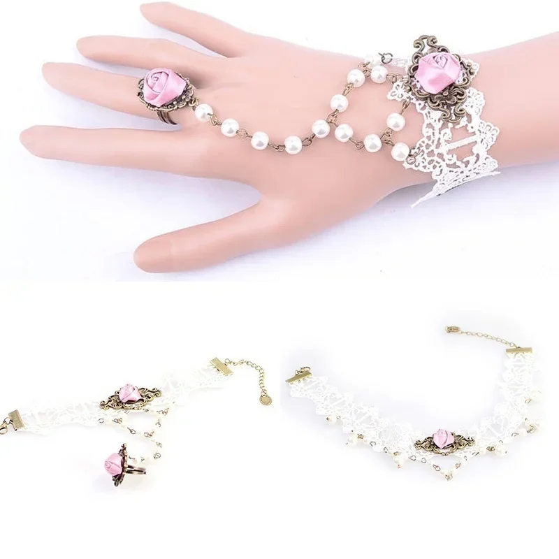 Lace Necklace Pearl Pendant False Collar Wedding Jewelry Sets for Women