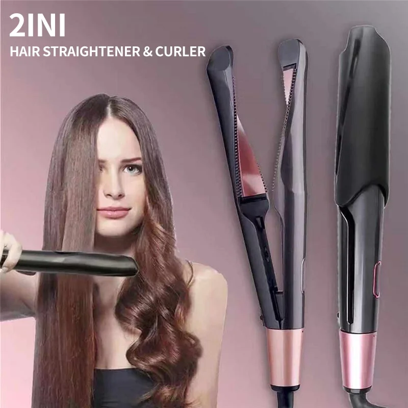 2 in 1 Hair Straightener And Curler Twist Straightening Curling Iron Professional Negative Ion Fast Heating Styling Flat Iron