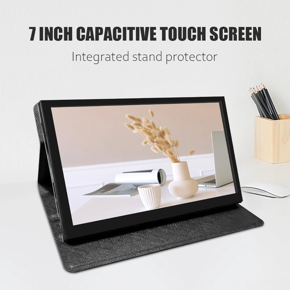 Monitor7inch stand HDMI LCD Screen Raspberry Pi 5 for Portable Monitor TFT Laptop Compatible 1024*600 AIDA64 module Leather Case