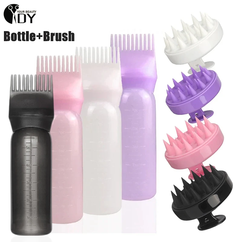 Refillable Hair Dye Bottle, Pente Aplicador, Escova Massageador, Air Cushion Comb Set, Salão, Cabeleireiro de casa, Styling Tools, 2pcs