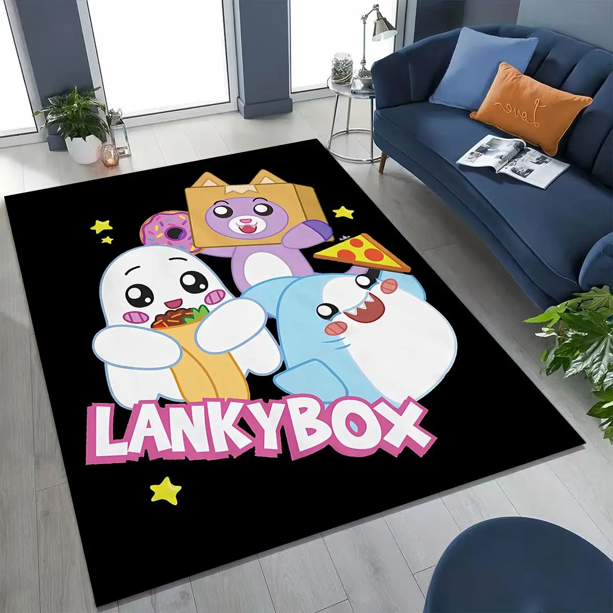

Cartoon Lankybox Cute Foxy Boxy Rocky Carpet Rug for Bedroom Living Room Sofa Home Doormat Decor,Large Kids Non-slip Floor Mat