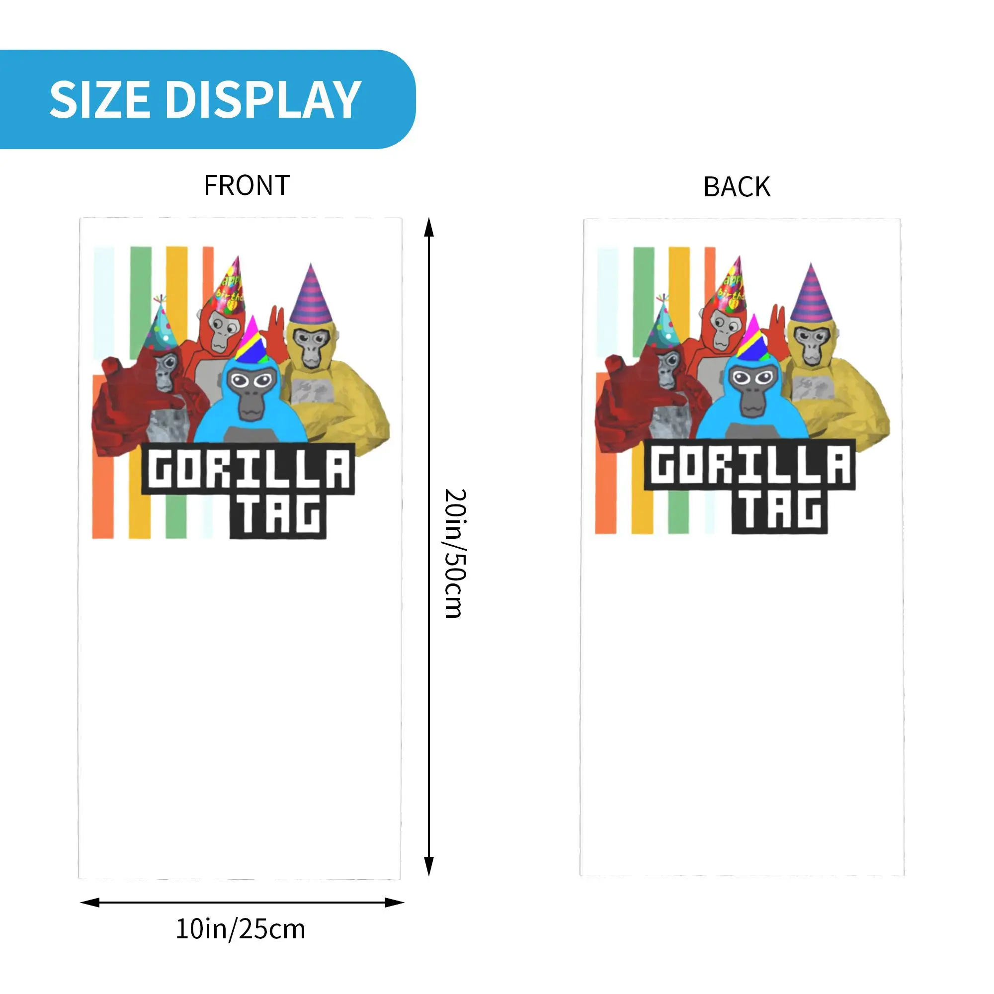 Gorilla Tag вечерние бандана, гетры с принтом, шарф для лица, многофункциональный велосипедный шарф для верховой езды, унисекс, для взрослых, моющийся