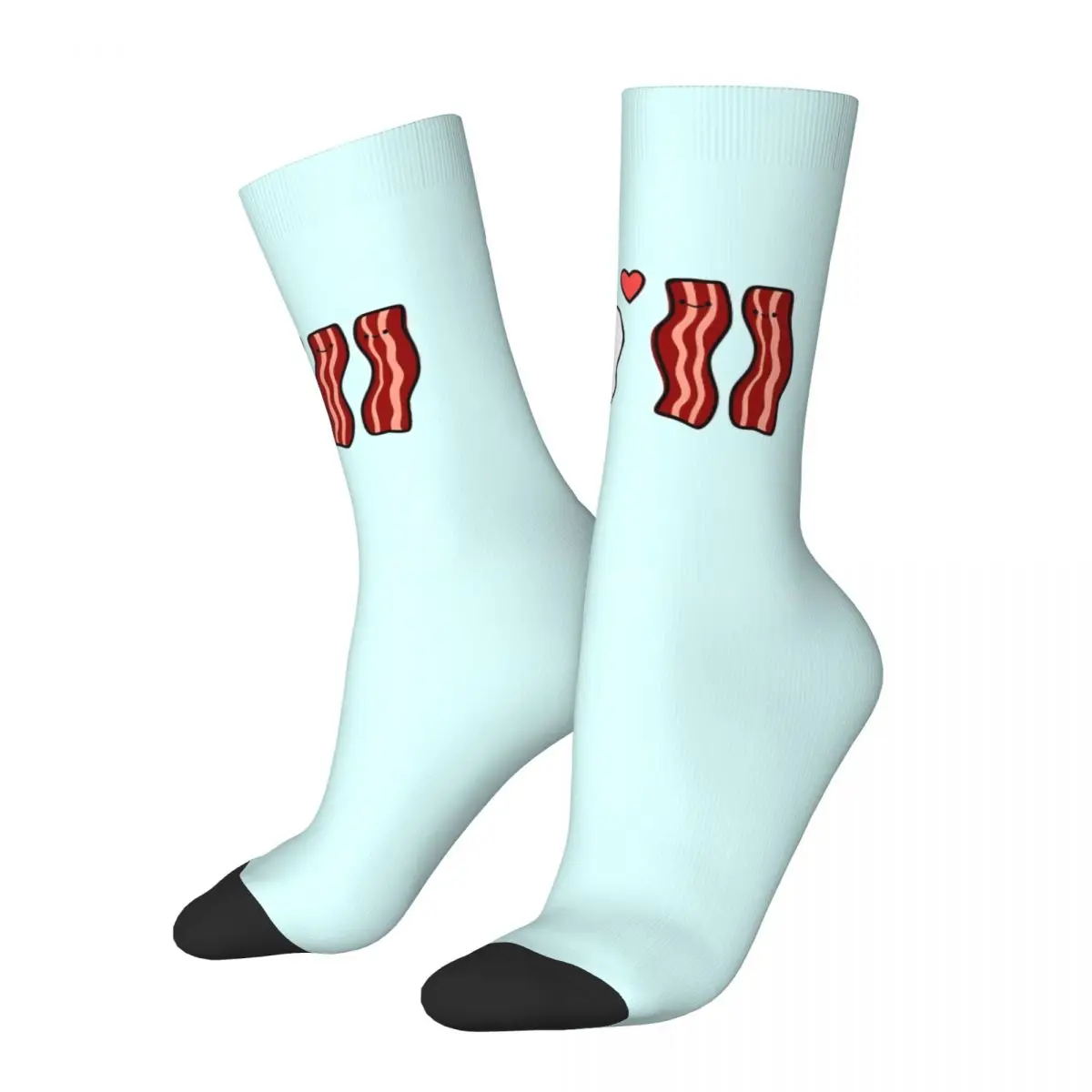 Autumn Winter Cool Women Men Cute Eggs And Bacon Breakfast Food Socks Love Light Blue Non-slip Yoga Socks