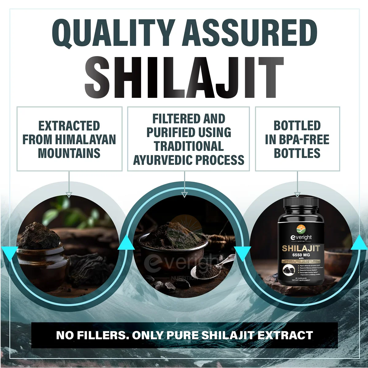 Shilajit Resin Himalayan Capsules - 6550mg - Combined Ashwagandha, Ginseng, Saw Palmetto, Maca, Tribulus, Chaga, Black Pepper