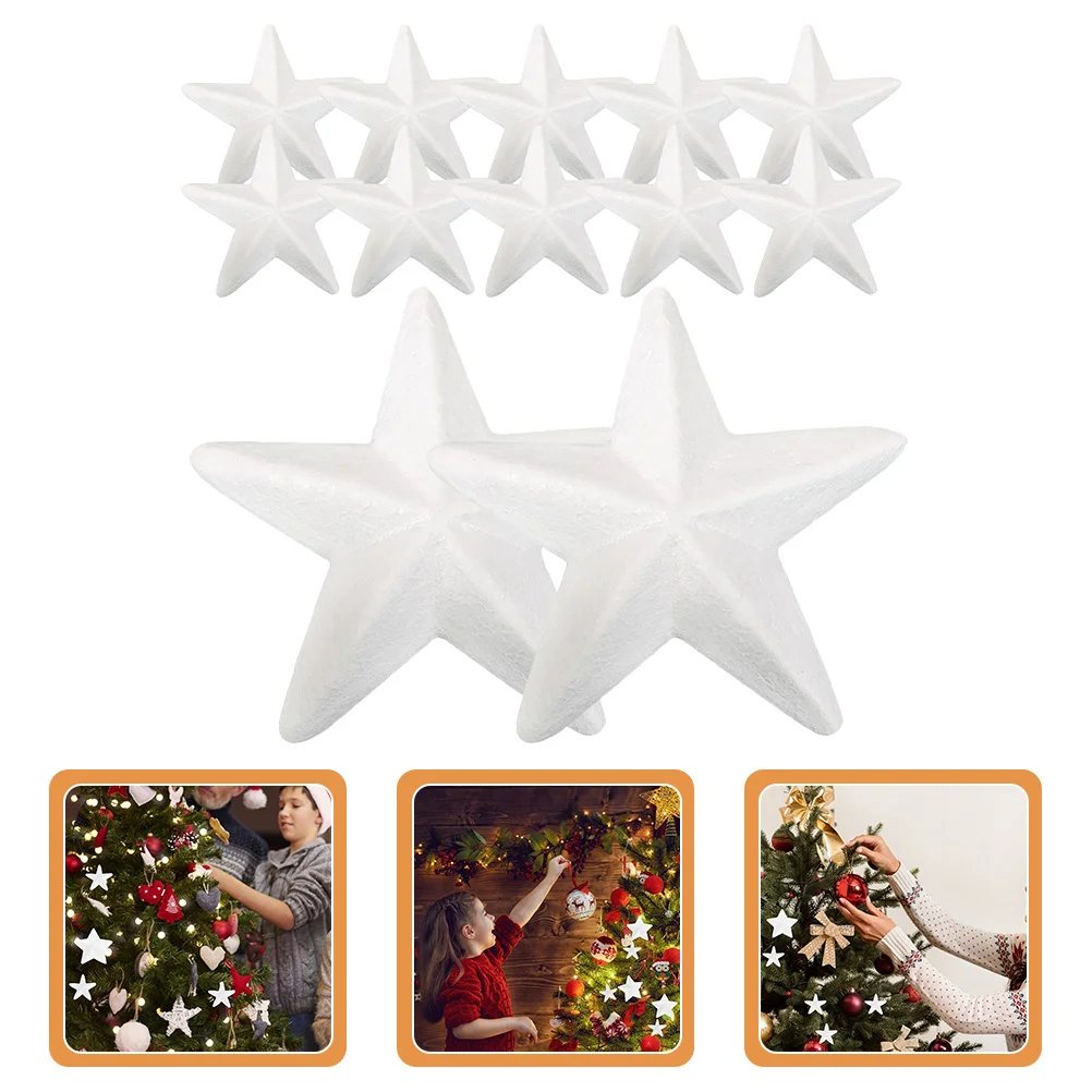 

12Pcs DIY Foam Star Decorations White for Xmas Tree Hanging Christmas Ornaments Craft Supplies Foams Stars Craft Foams Stars