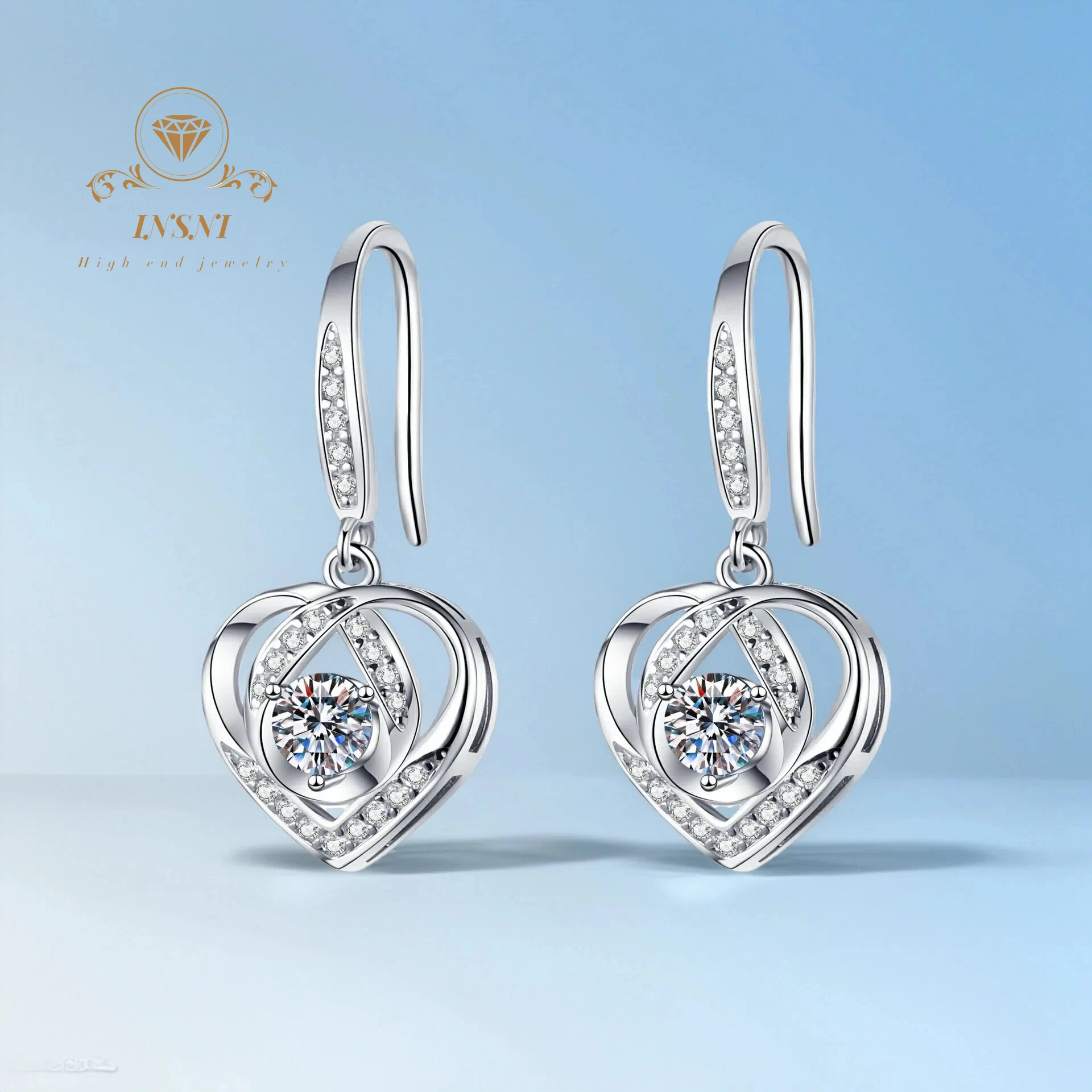 

0.6Ct Heart Shape Moissanite Earrings S925 Silver Hooked Earrings For Women Certified Love Jewelry Gift hypoallergenic material