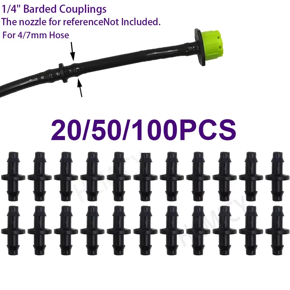20-100PCS 1/4'' Cross Connecter for 4/7mm Micro Tubing Hose 4 Ways Barbed Adapter Drip Irrigation Cross Joint Connectors