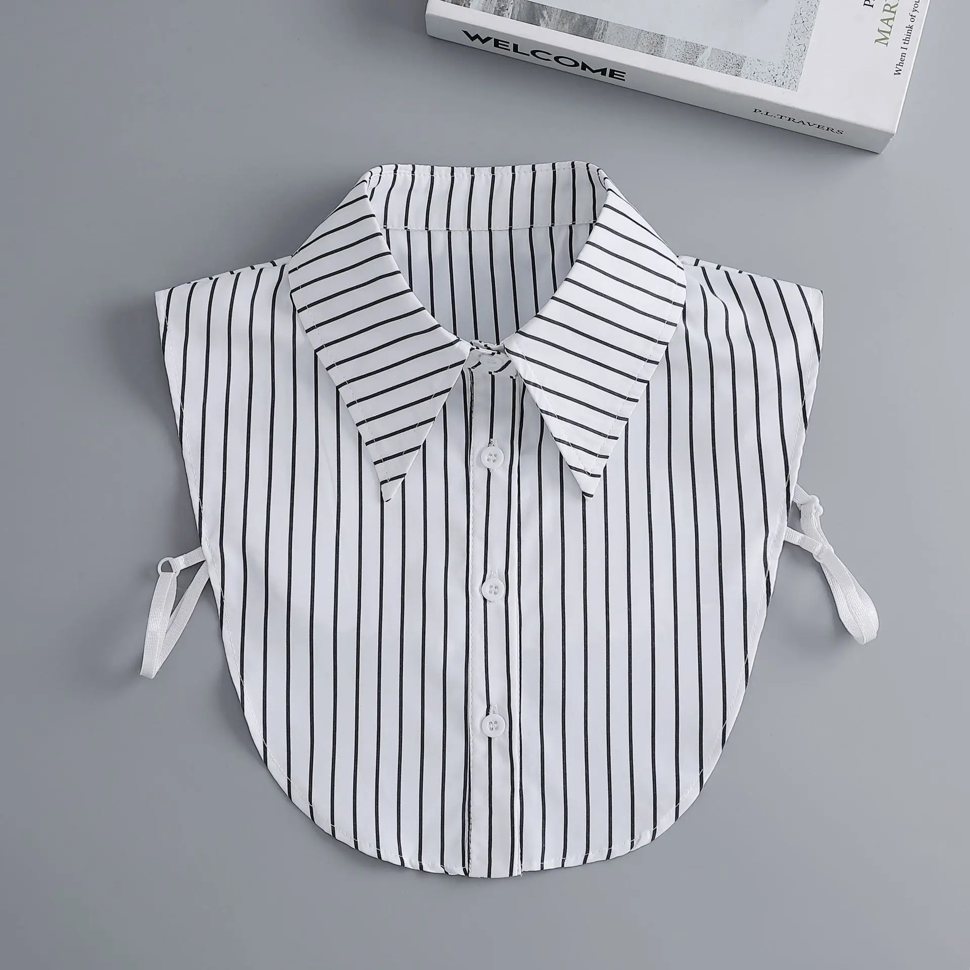 Striped Shirt Detachable Collars for Women White Lapel Blouse Tops Ladies Lapel Necklace  False Collar Clothing Decorative