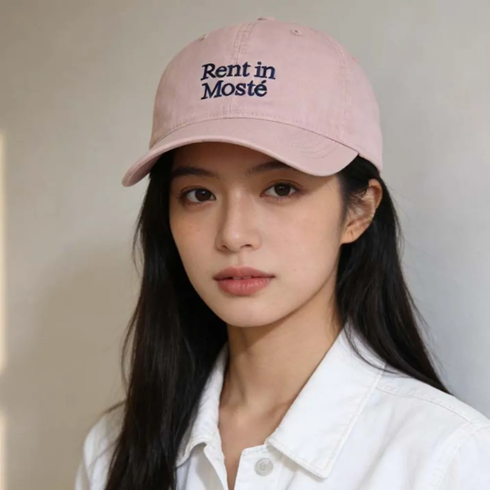 Soft Top Construction Embroidered Baseball Cap Big Head Friendly Adjustable Metal Buckle Retro Lettered Duckbill Cap