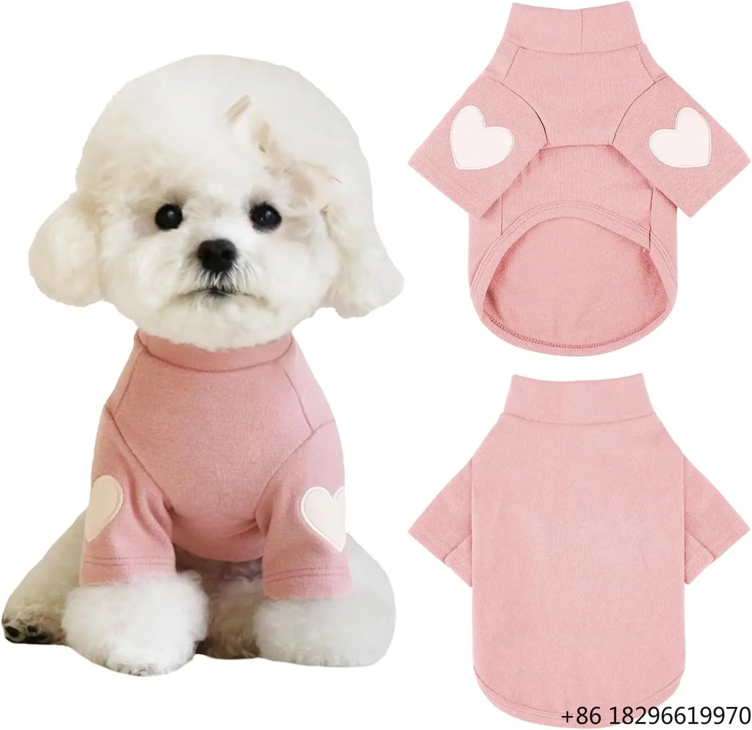 Heart Print Soft Warm Sweatshirt All Seasons Small Medium Dog Cat Outfit