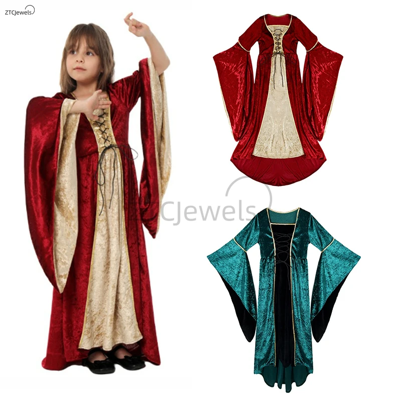 

Women Girl Renaissance Dress Irish Medieval Dresses Victorian Female Costumes Halloween Cosplay Costume Masquerade Party Outfits