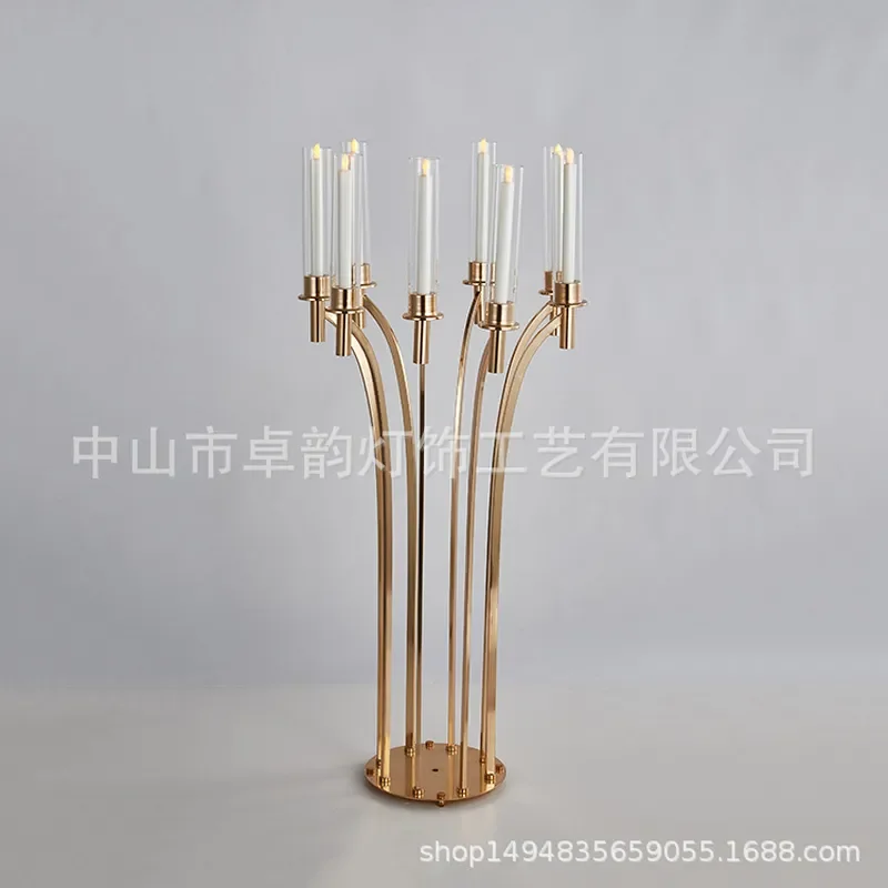 Elegant Metal Candlestick Holder for Wedding Table Centerpiece Modern Minimalist Home Decor Party Stage Ornament Gold Finish