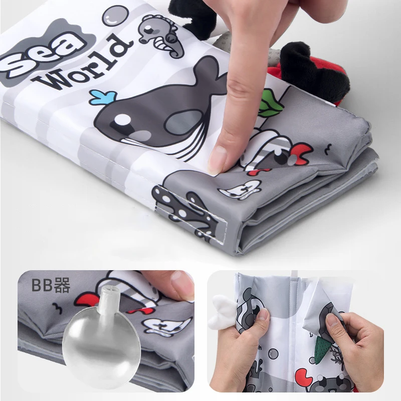 Baby Cute Animal 3D Tail Cloth Book Baby Press Bb Apparatus Black and White Cloth Book Puzzle Enlightenment Teaching Aids Gift