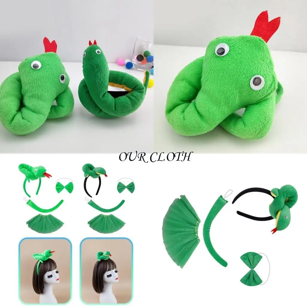 Halloween Snake Cosplay Accessoires Schlange Stirnband Schlange Schwanz Bowtie Rock Y1ac