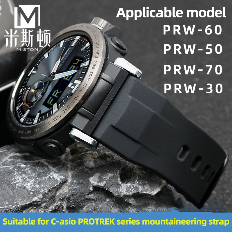 Prw30 Silicone strap 23mm For Casio PROTREK PRW60 70 50 30 watch strap PRW6800 PRW6900 rubber strap bracelet for men\'s watchband