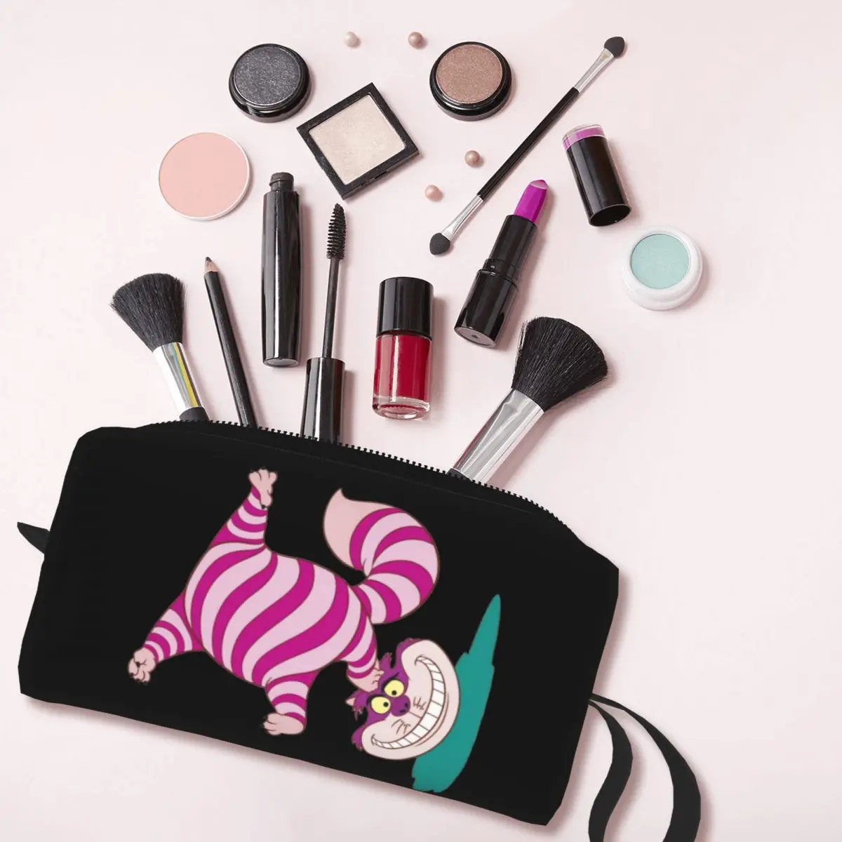 Custom Travel Cheshire Cat Animation Toiletry Bag Portable Alice In Wonderland Makeup Women Beauty Storage Dopp Kit Case