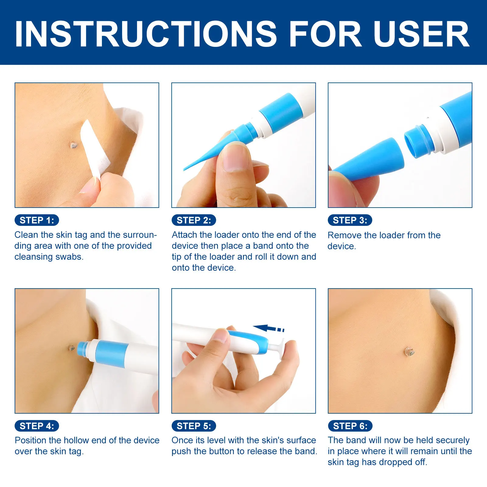 Kit de eliminación automática de etiquetas de piel 2 en 1 para etiquetas de piel pequeñas y grandes, 1-9mm con hisopos de limpieza, herramienta de cuidado de la piel facial para uso doméstico