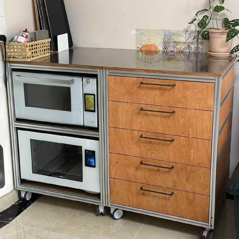 Niche kitchen side cabinet multi-functional locker floor wood coffee shop storage cabinet creative locker household