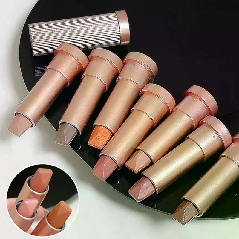 التدرج مزدوج اللون بريق عينيه عصا لؤلؤي كسول تمييز عينيه القلم الكنتوري سطع مقاوم للماء ماكياج العين