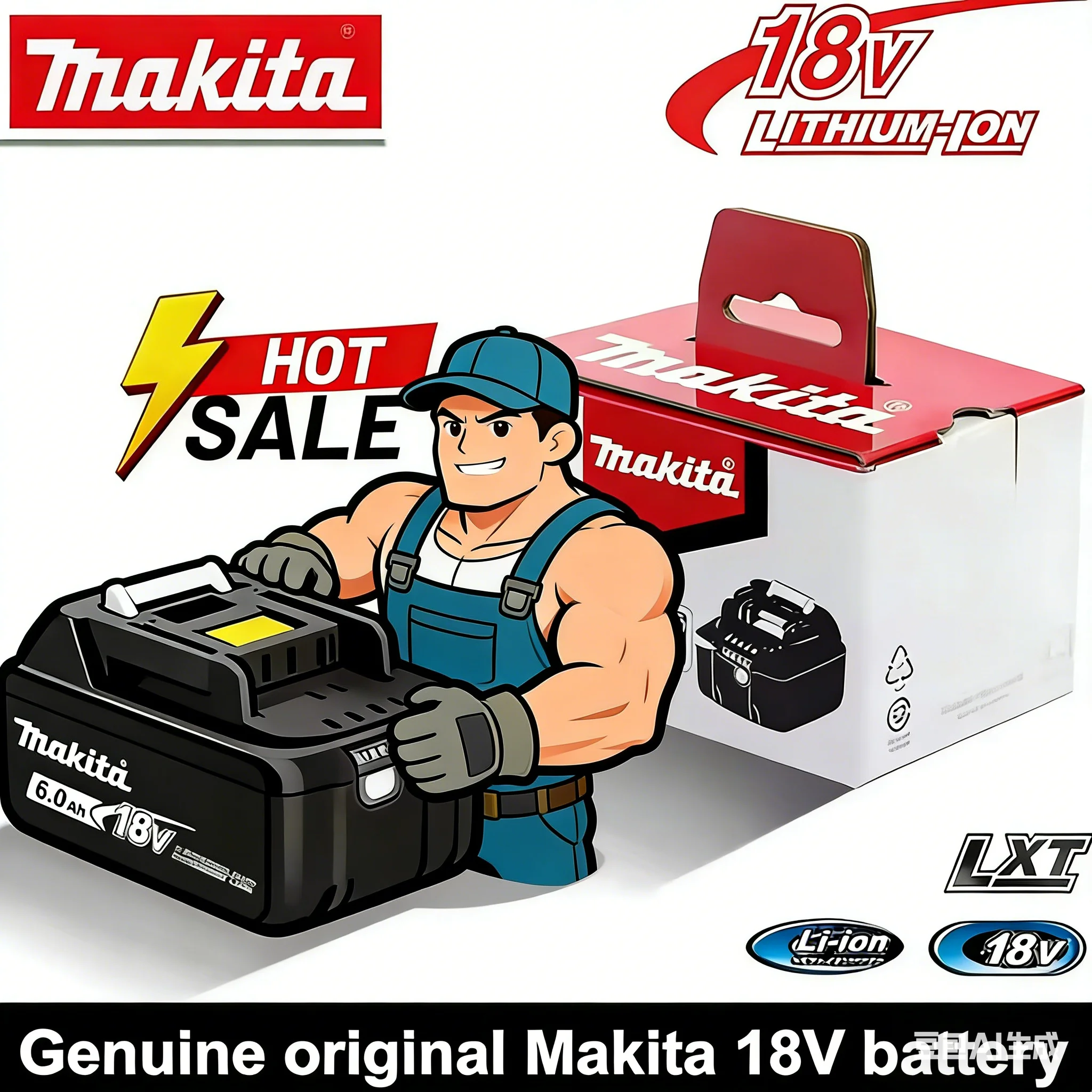 

Original Makita 18V 6.0 Rechargeable Lithium-Ion Battery with LED Indicator High Capacity for Makita Cordles Power Tool Battery