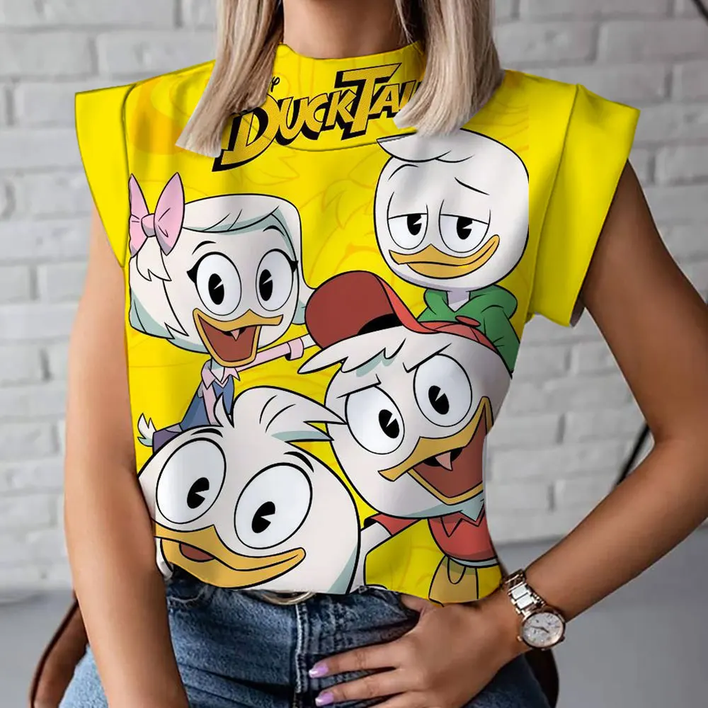 Kurzarm-T-Shirt für Frauen mit hohem Kragen Mickey Minnie Cartoon T-Shirt Sommer neue modische und bequeme Damen bekleidung