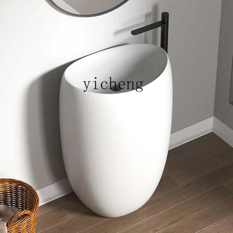 C3 Integrated Ceramic Column Basin Outdoor Balcony Washbasin Bathroom Washbasin Floor Type