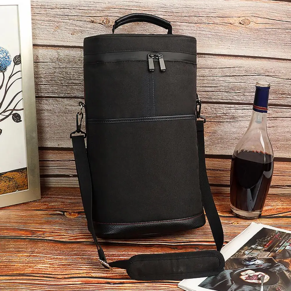 2 Bottle Wine Carrier Tote Bag Leakproof Insulated Wine Cooler Bag Wine Travel Bag with Handle And Shoulder Strap for Picnic