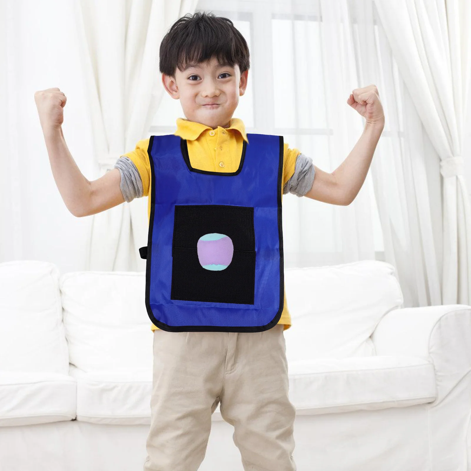 

Small Blue Children Sticky Ball Vest Durable Cloth Sponge Kids Outdoor Game 3 Random Color Balls Develop Motor Skills