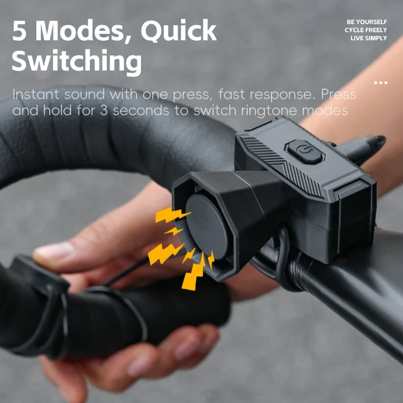 WEST BIKING Envío Local Bocina Eléctrica para Bicicleta 120dB Carga Tipo-C Compacta Ligera Timbre Electrónico para Bicicleta Accesorios de Seguridad para Ciclismo